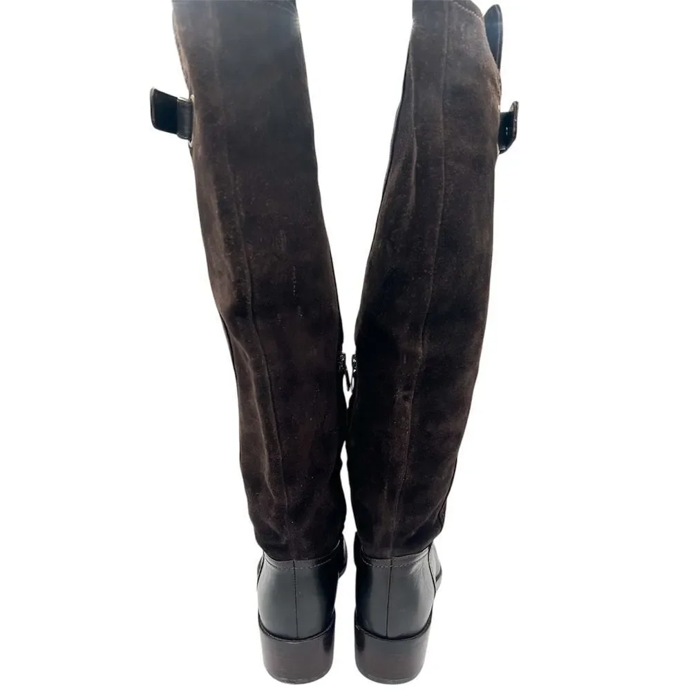 Donald J Pliner Tall Brown Suede Leather Riding Boots